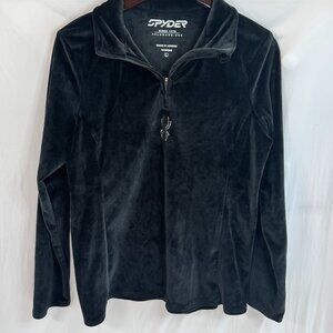 Spyder Black Velour Fleece ¼ Zip Pullover Women’s Large Soft Winter Ski Top